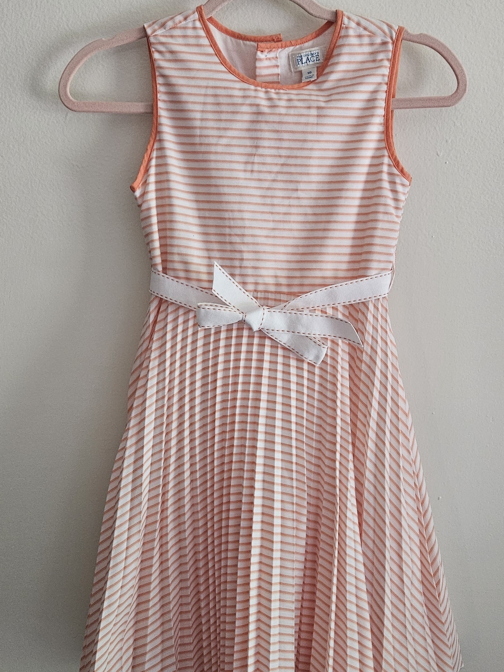The Children's Place Peach-Striped Pleated Dress. Summer, School, Fairy, Cute
